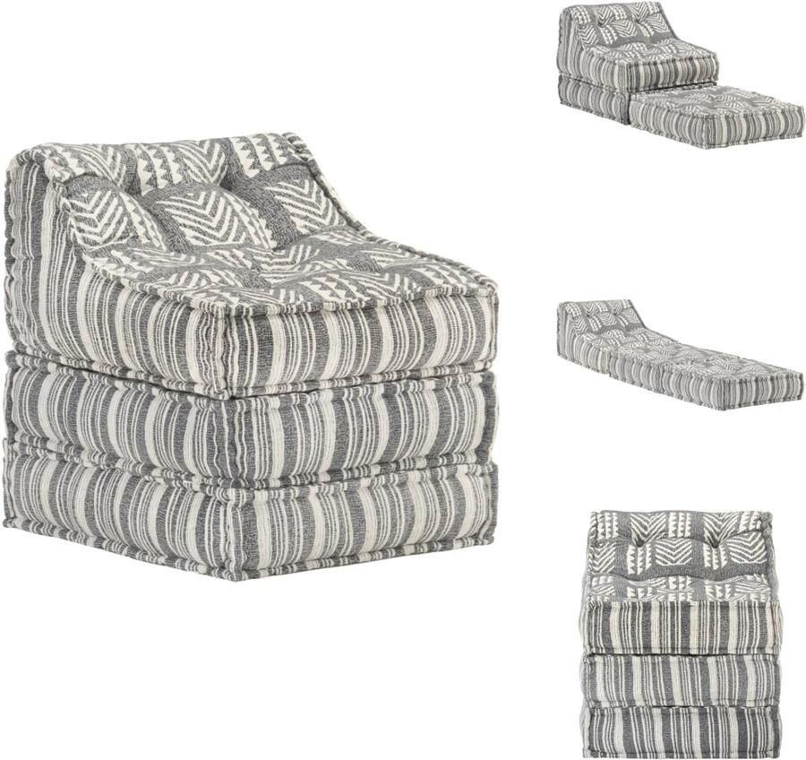 VidaXL Poef Poefs Poefen Hocker Poef modulair stof gestreept grijs