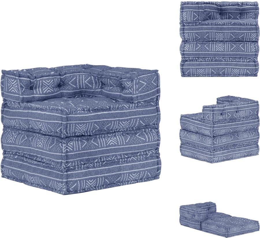 VidaXL Poef Poefs Poefen Hocker Poef modulair stof indigo