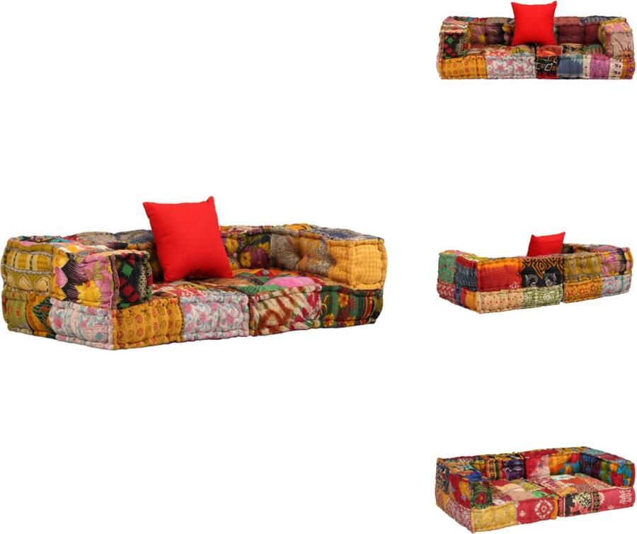 VidaXL Poef Poefs Poefen Hocker Poef tweezits modulair stof patchwork