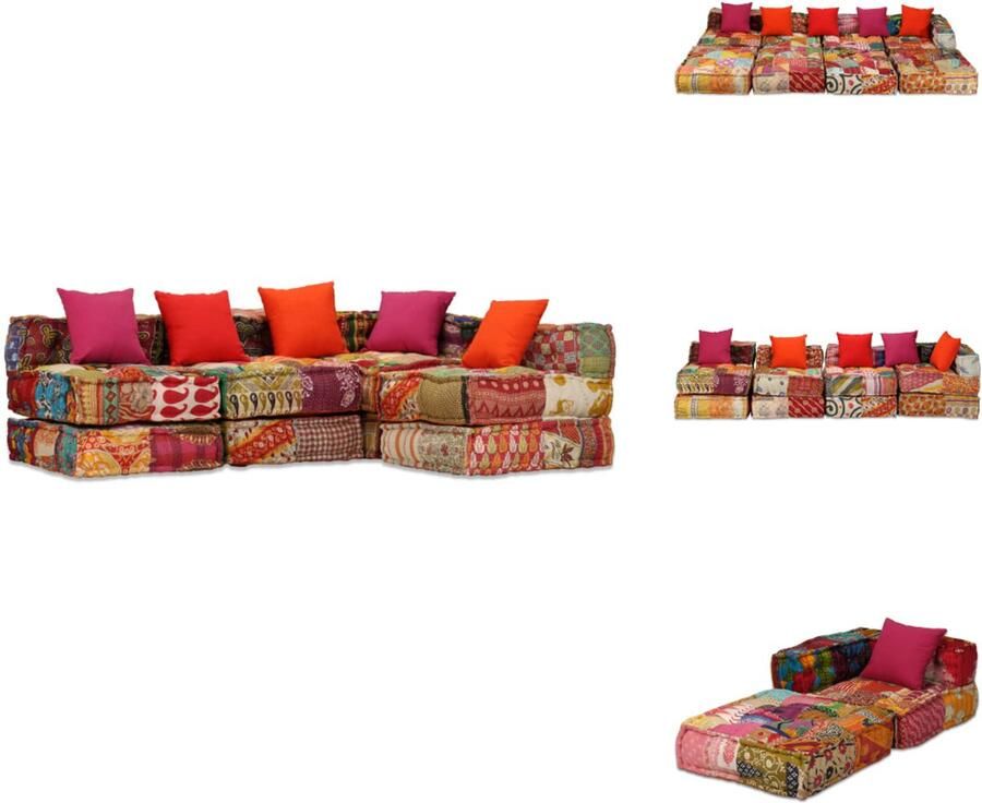 VidaXL Poef Poefs Poefen Hocker Poef vierzits modulair stof patchwork