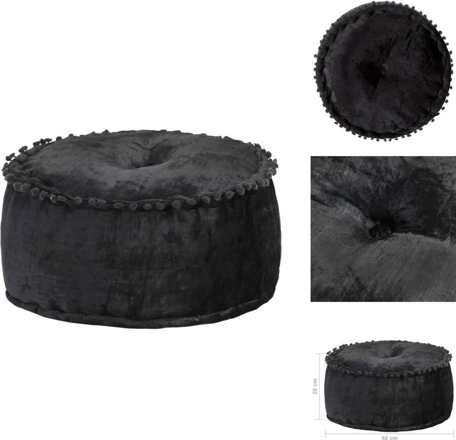 VidaXL Poef Poefs Poefen Voetensteun Poef rond 40x20 cm fluweel antraciet