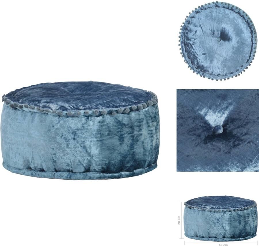 VidaXL Poef Poefs Poefen Voetensteun Poef rond 40x20 cm fluweel blauw