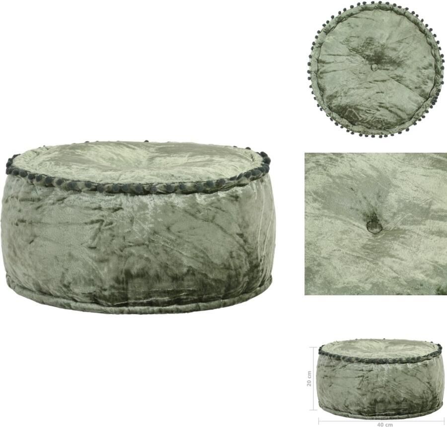 VidaXL Poef Poefs Poefen Voetensteun Poef rond 40x20 cm fluweel groen