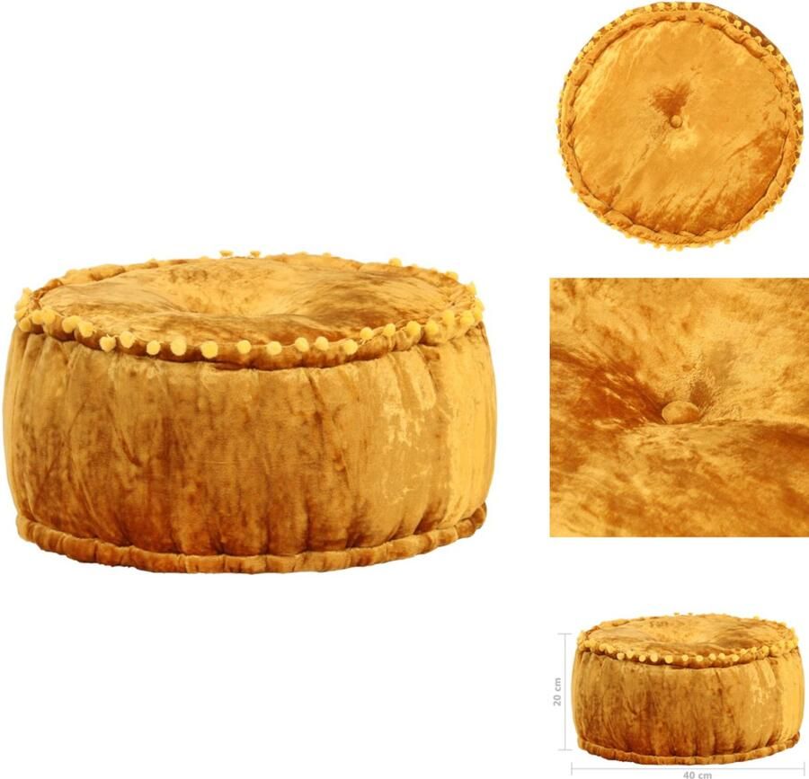 VidaXL Poef Poefs Poefen Voetensteun Poef rond 40x20 cm fluweel mosterdkleurig