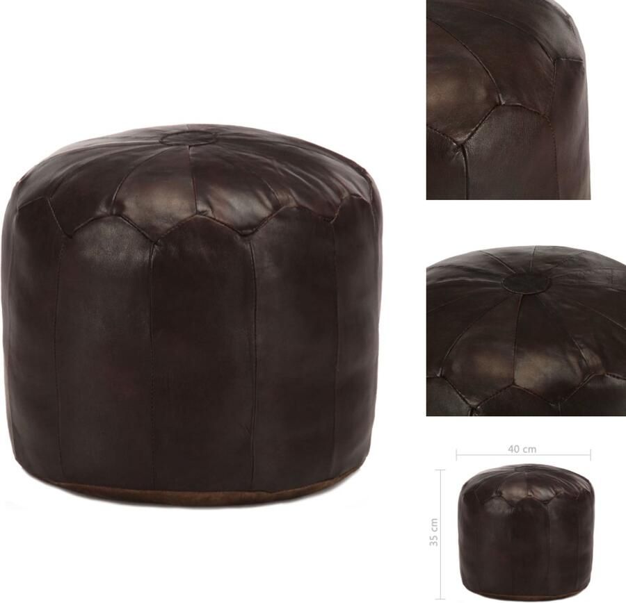 VidaXL Poef Poefs Poefen Voetsteunen Poef 40x35 cm echt geitenleer donkerbruin