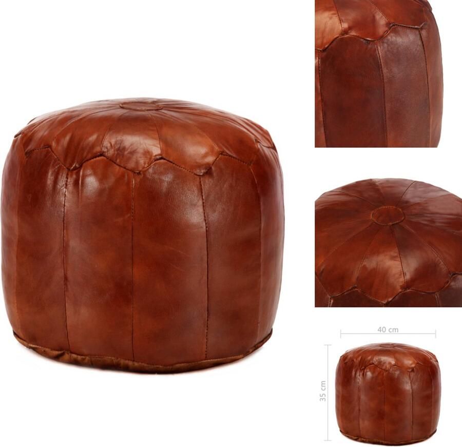 VidaXL Poef Poefs Poefen Voetsteunen Poef 40x35 cm echt geitenleer tan