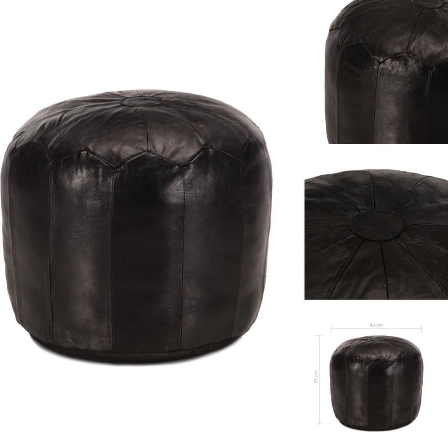 VidaXL Poef Poefs Poefen Voetsteunen Poef 40x35 cm echt geitenleer zwart