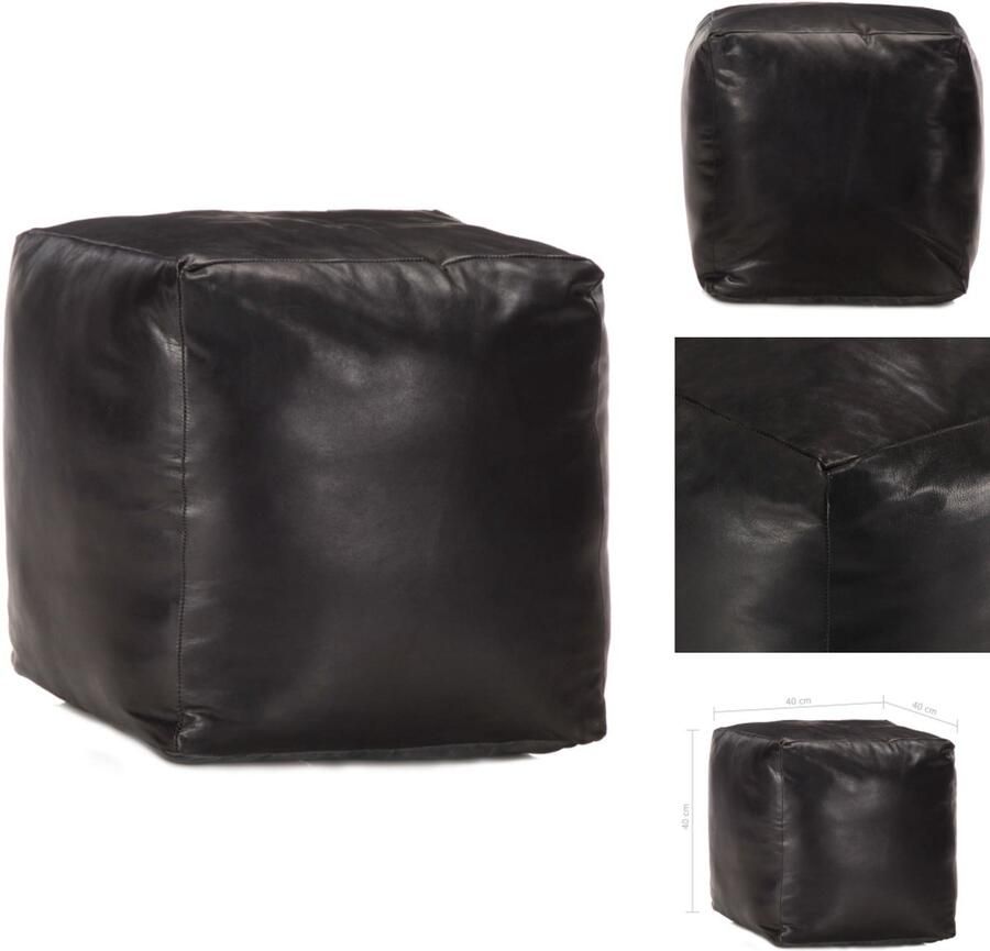 VidaXL Poef Poefs Poefen Voetsteunen Poef 40x40x40 cm echt geitenleer zwart