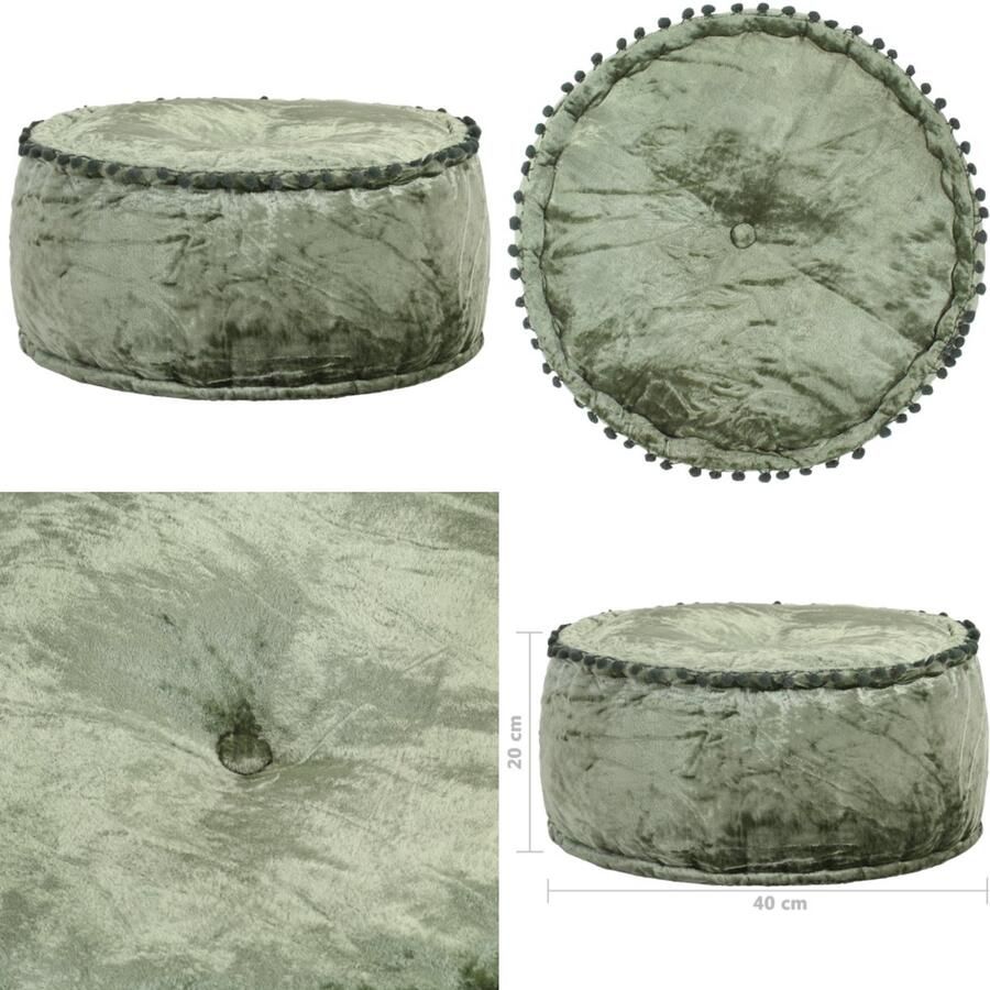VidaXL Poef rond 40x20 cm fluweel groen Poef Poefs Poefen Voetensteun