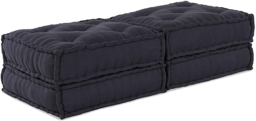 VidaXL Poef Set van 2 Anthraciet Katoen 70 x 70 x 36 cm Modulair