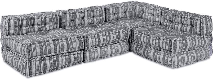 VidaXL 4-zits Modulaire Pouffe Bank in Lichtgrijze Stof die Ook als Bed Kan Diensten - Foto 2