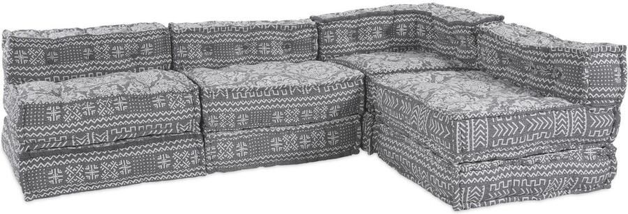 VidaXL Poef Set van 4 Lichtgrijs Polyester Groot Grote kussens