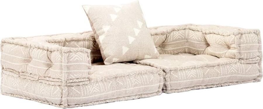 VidaXL Poef tweezits modulair stof beige