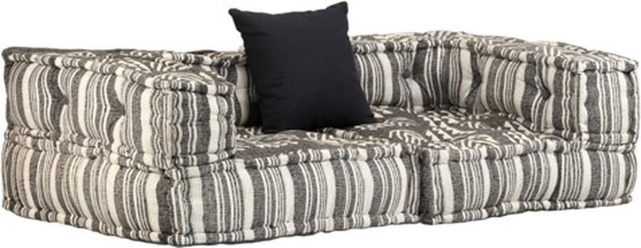 VidaXL Poef tweezits modulair stof gestreept grijs