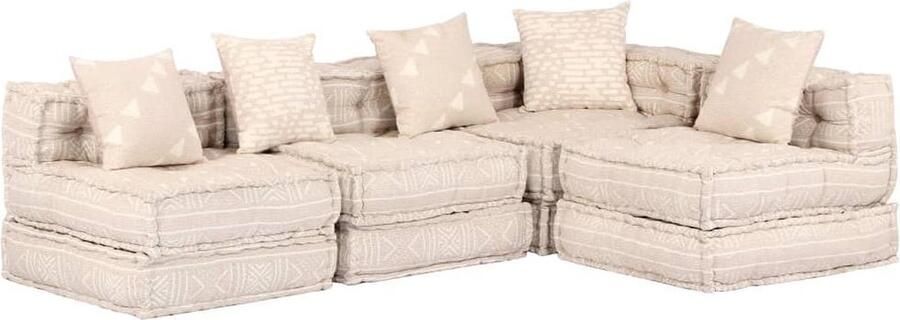 VidaXL Poef vierzits modulair stof beige