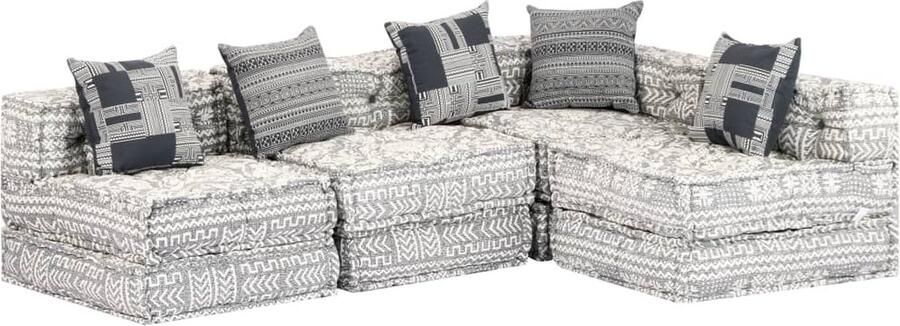 VidaXL Poef vierzits modulair stof lichtgrijs