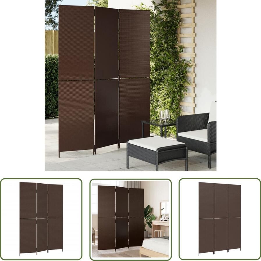 The Living Store Kamerscherm Poly Rattan 147 x 200 cm weerbestendig en stabiel Kamerscherm Poly Rattan Scheiding Wand Privacy Screen Woonaccessoires