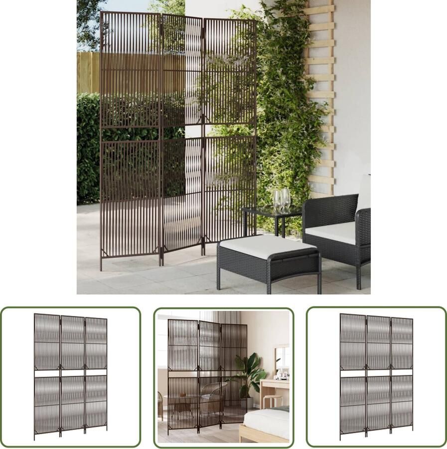 The Living Store Kamerscherm Poly Rattan 147 x 200 cm weerbestendig en stabiel Kamerscherm Poly Rattan Scheiding Wand Privacy Screen Woonaccessoires - Foto 2