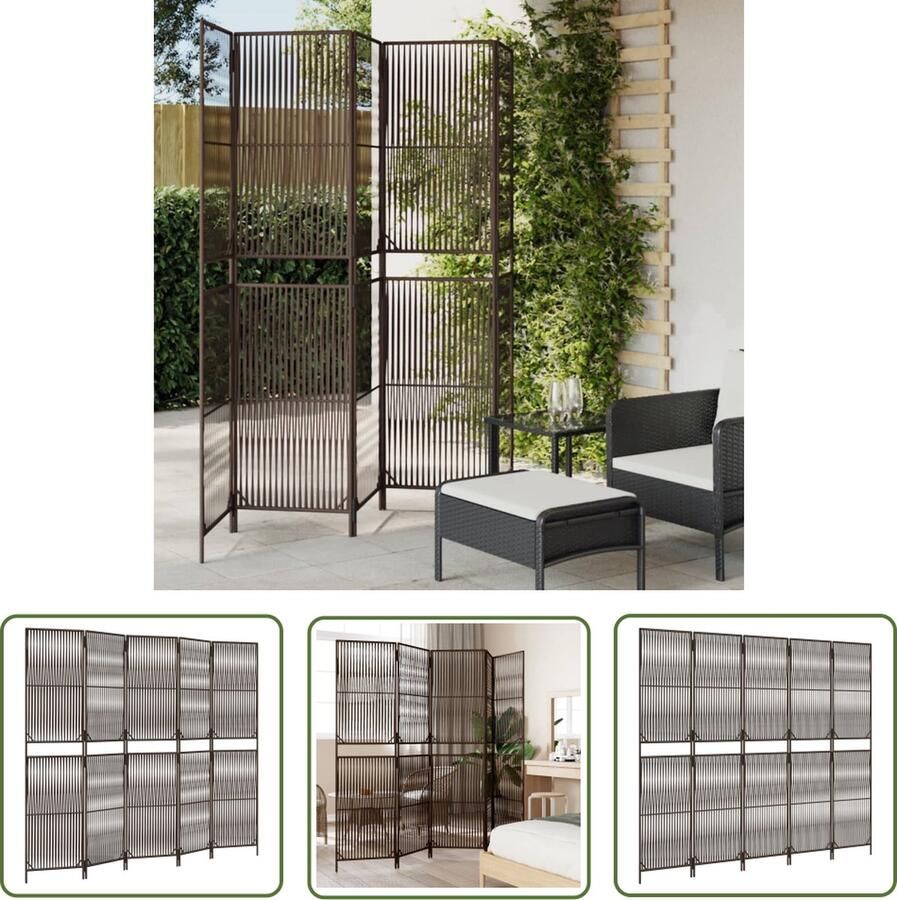 The Living Store Kamerscherm Poly Rattan 245 x 200 cm Weerbestendig en Stabiel Kamerscherm Poly Rattan Scheidingswand Privacy Screen Woonaccessoires