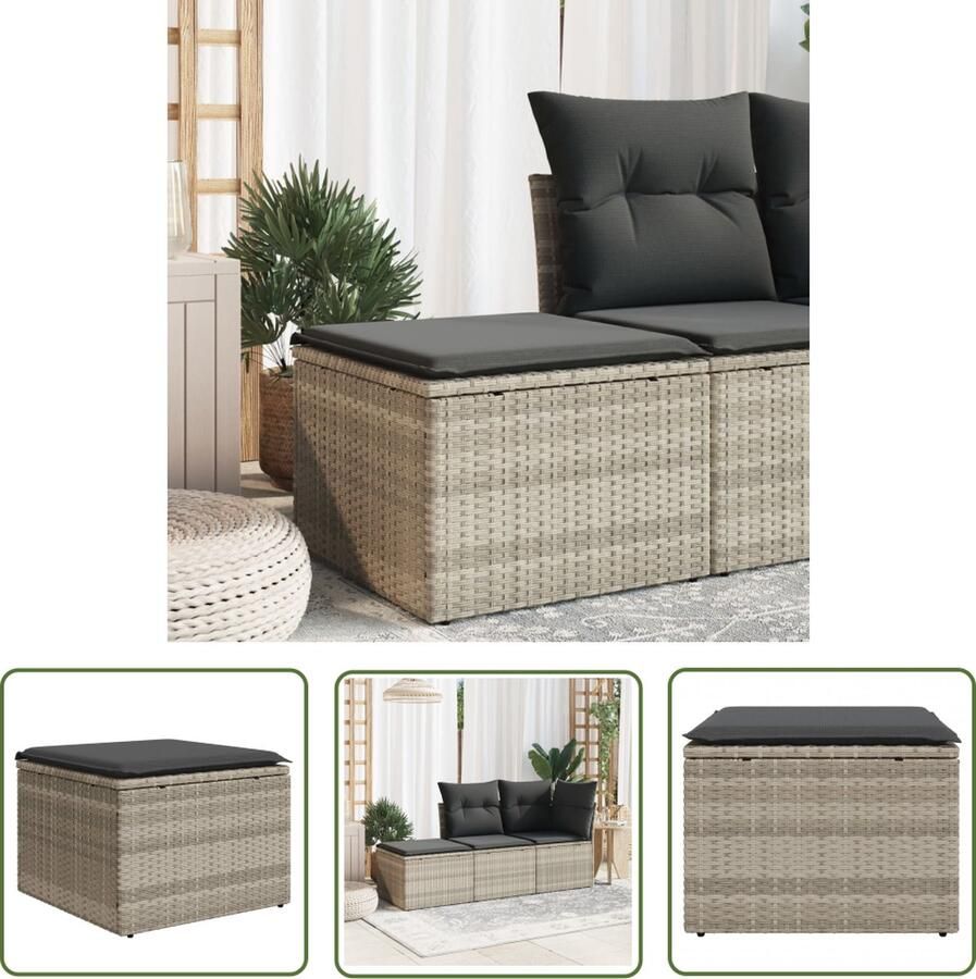The Living Store PE-rattan Tuinkruk Set Lichtgrijs Comfortabele Zitervaring Tuinkruk Poly Rattan Buitendecoratie Lounge Set Terrasdecoratie