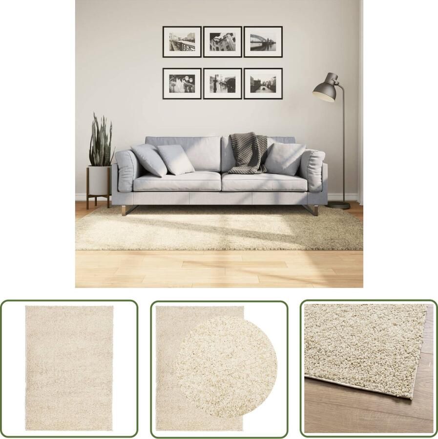 The Living Store Vloerkleed shaggy hoogpolig modern 140x200 cm goudkleurig Shaggy Vloerkleed Polypropyleen Vloerkleed Gouden Vloerkleed Woonkamer Tapijt Slaapkamer Tapijt