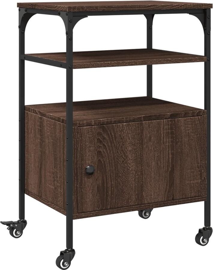 VidaXL Printerkastje 3-laags 50x40x76 cm bewerkt hout bruin eiken Printerkast Bureau Organizer Houten Printerstandaard Printstation Opslagoplossing