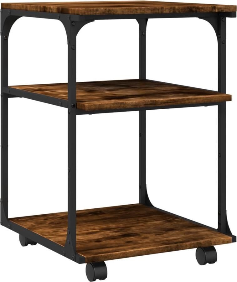 VidaXL Printerkast 3-laags gerookt eiken Printerkastje Printerkastjes Bureau Organizer Bureau Organiser