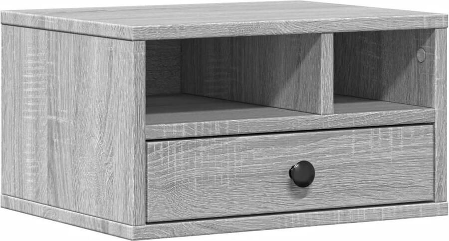 The Living Store Printerkastje 40x32x22 5 cm bewerkt hout grijs sonoma eiken Printerstandaard Printer Kast Bureaus Accessoires Organisator Opbergruimte