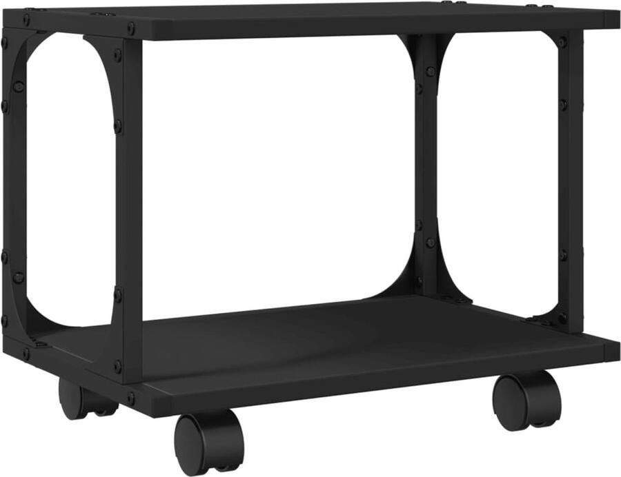 VidaXL Printerkastje 2-laags 41x28x33 5 cm bewerkt hout zwart