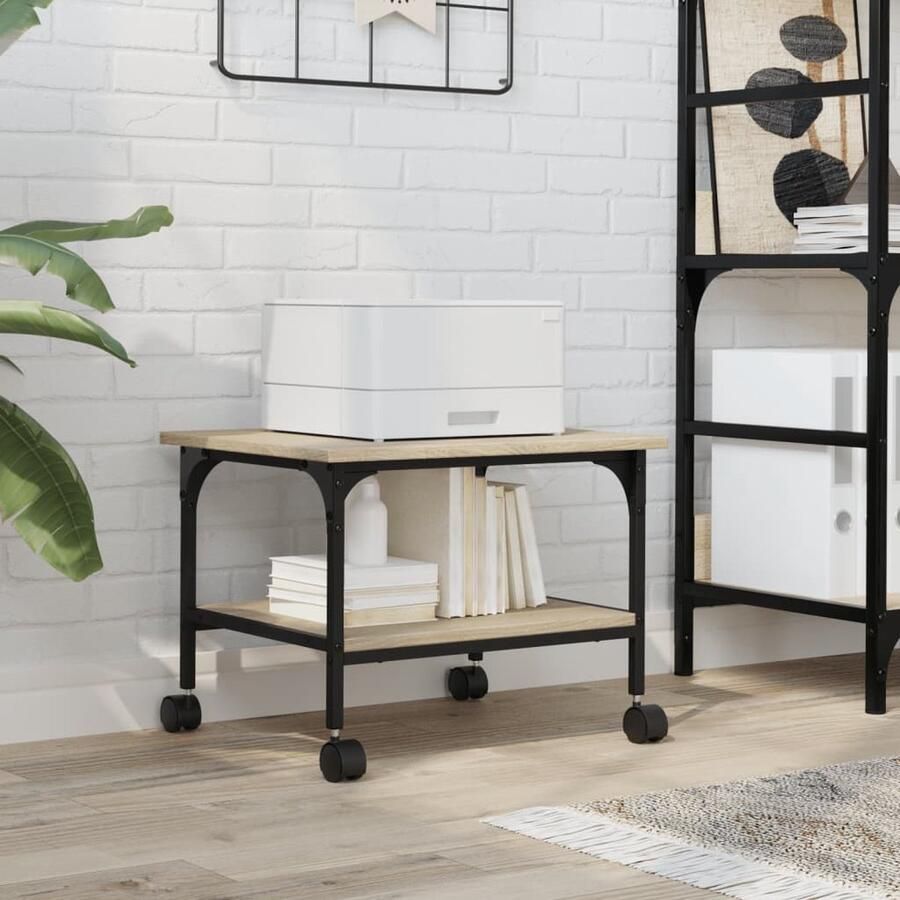 VidaXL Printerkastje 2-laags 50x40x38 cm bewerkt hout sonoma eiken