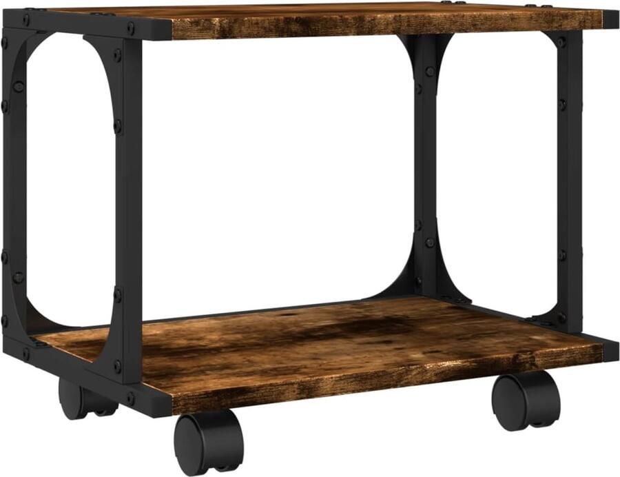 VidaXL Printerkastje 2-laags gerookt eiken Printerkastje Printerkastjes Bureau Organizer Bureau Organiser