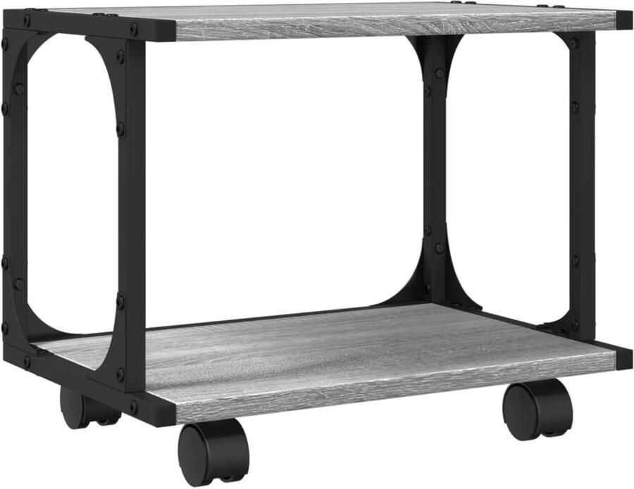 VidaXL Printerkastje 2-laags Grijs Sonoma Eiken Printerstandaard Printer Kast Werkstation Organisatie Houten Printerstandaard Grijze Printerstandaard