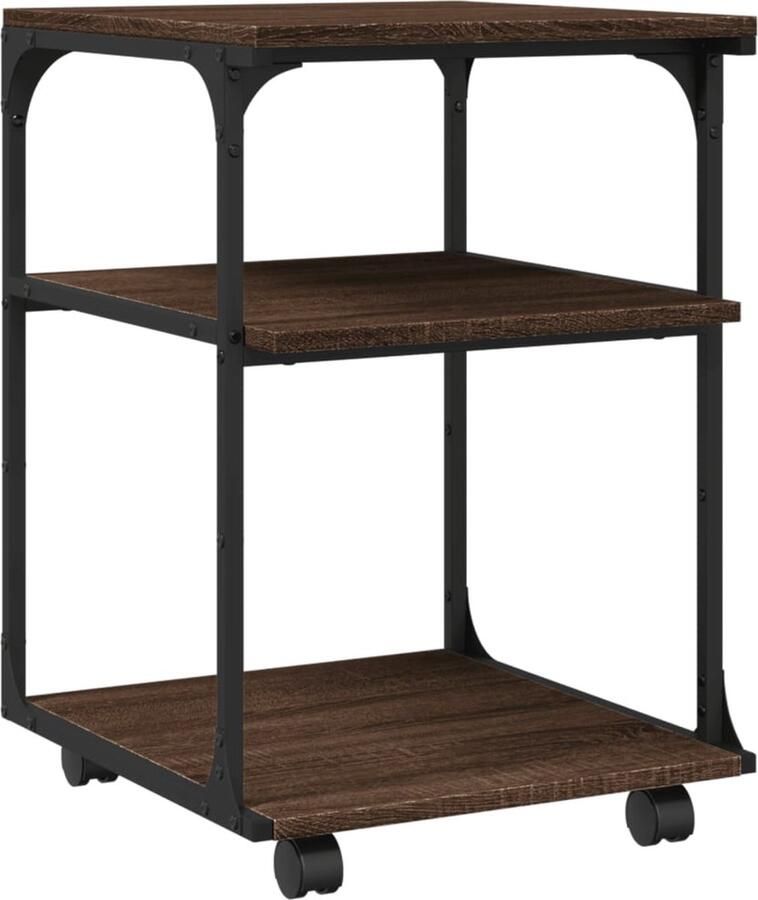 VidaXL Printerkastje 3 Lagen Bruin Eiken 43x48x64 cm Printerkastje Printerkastjes Bureau Organizer Bureau Organiser