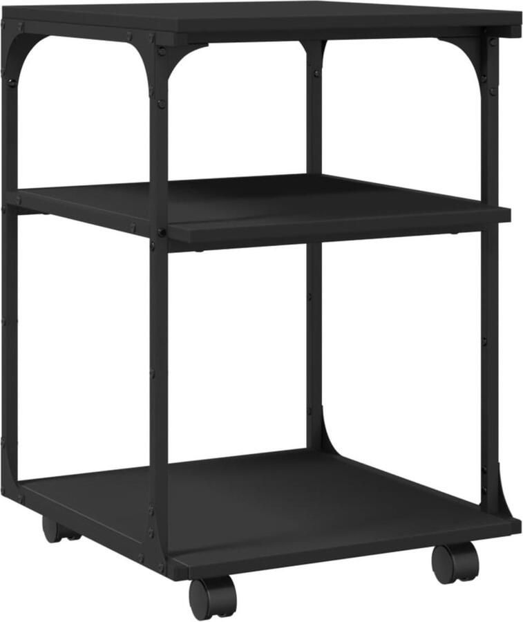 VidaXL Printerkastje 3-laags 43x48x64 cm bewerkt hout zwart