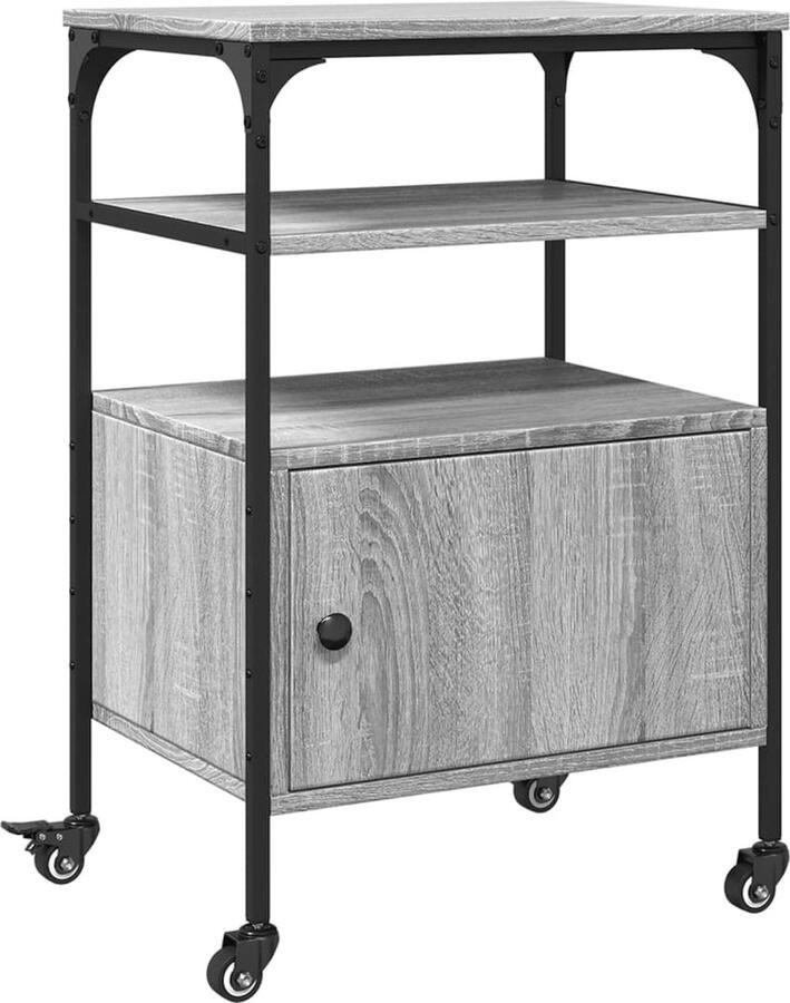 VidaXL Printerkastje 3-laags 50x40x76 cm bewerkt hout grijs sonoma