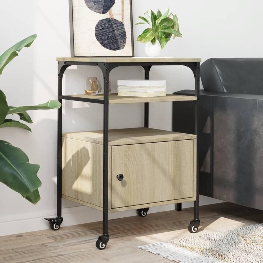 VidaXL Printerkastje 3-laags 50x40x76 cm bewerkt hout sonoma eiken