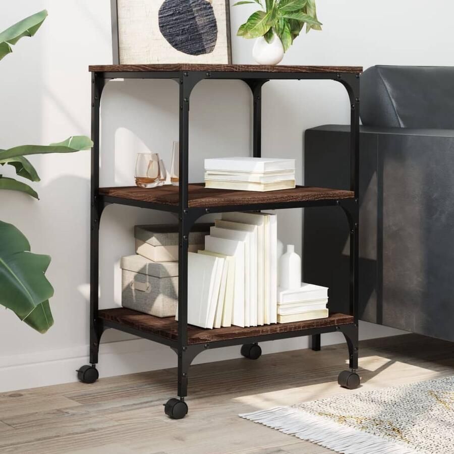 VidaXL Printerkastje 3-laags 50x41x75 cm bewerkt hout bruin eiken - Foto 2