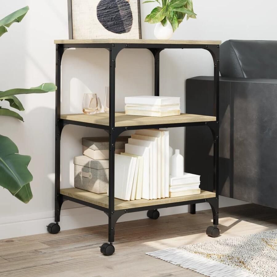 VidaXL Printerkastje 3-laags 50x41x75 cm bewerkt hout sonoma eiken - Foto 2