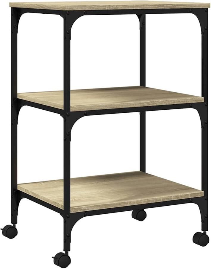 VidaXL Printerkastje 3-laags 50x41x75 cm bewerkt hout sonoma eiken