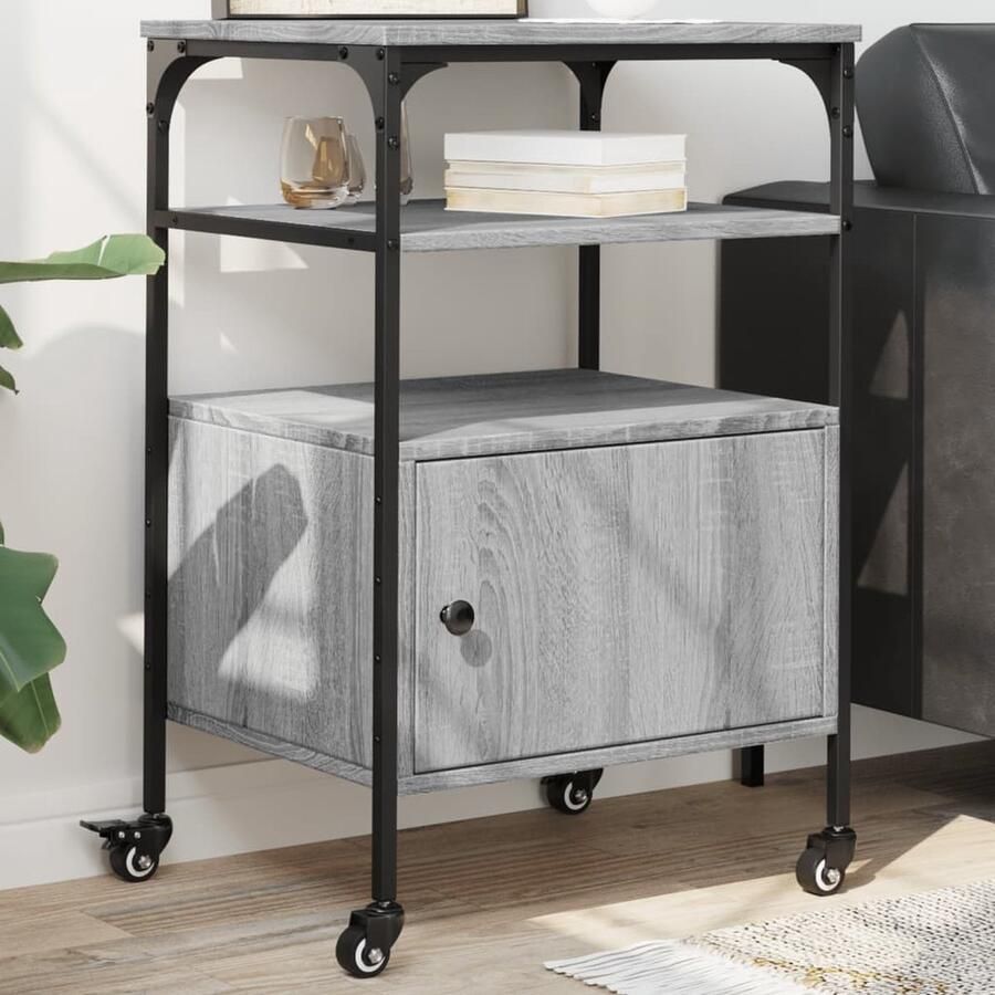 VidaXL Printerkastje 3-laags Grijs Sonoma Eiken