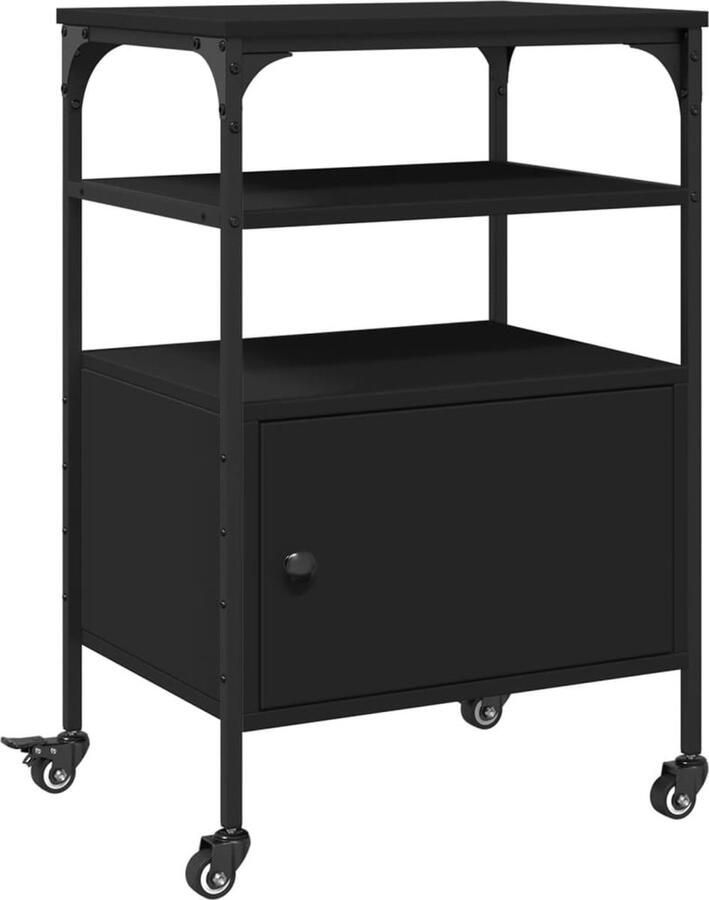 VidaXL Printerkastje 3-laags 50x40x76 cm bewerkt hout zwart