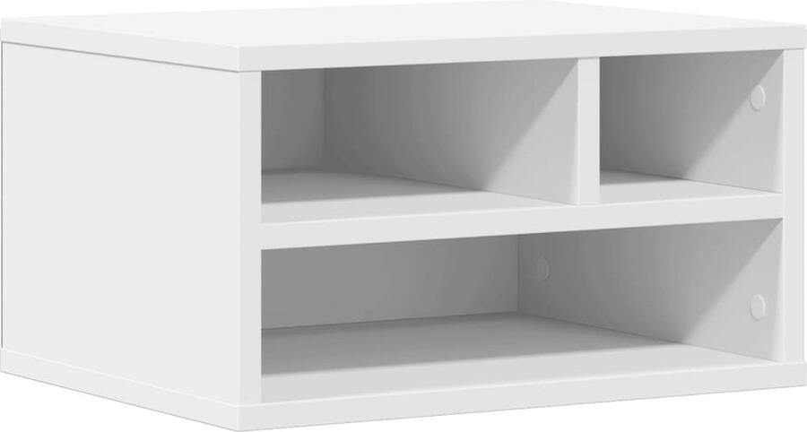 The Living Store Printerkastje 40x32x22 5 cm bewerkt hout wit Printerkastje Printerkastjes Bureau Organizer Bureau Organiser