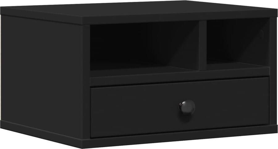 The Living Store Printerkastje 40x32x22 5 cm bewerkt hout zwart Printerstandaard Printerkast Opbergruimte Houten Tafel Bureaus Accessoires