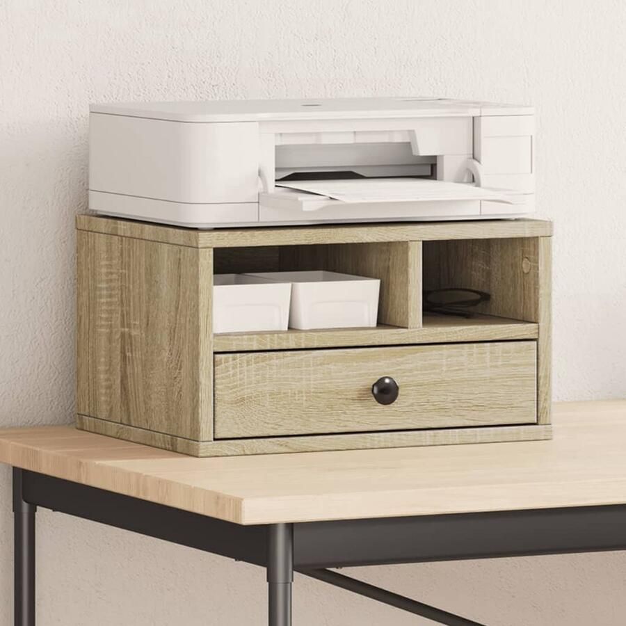 VidaXL Printerkastje 40x32x22 5 cm Sonoma Eiken Printerstandaard Printer Kast Bureau Organizer Organisator Houten Tafel