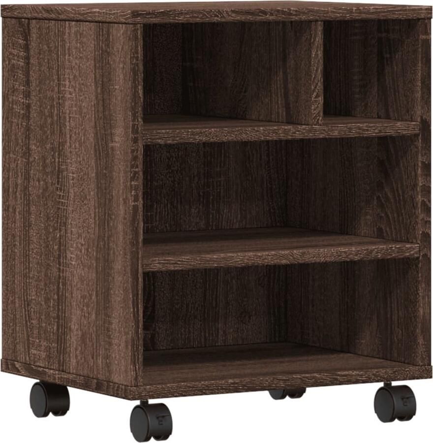 The Living Store Printerkastje met wielen 41x32x48 cm bruin eikenkleurig Printerstandaard Printer Tafel Bureau Organisator Houten Printerstandaard Opbergruimte