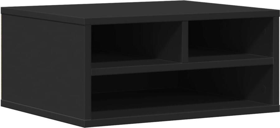 The Living Store Printerkastje 49x40x22 5 cm bewerkt hout zwart Printerkastje Printerkastjes Bureau Organizer Bureau Organiser
