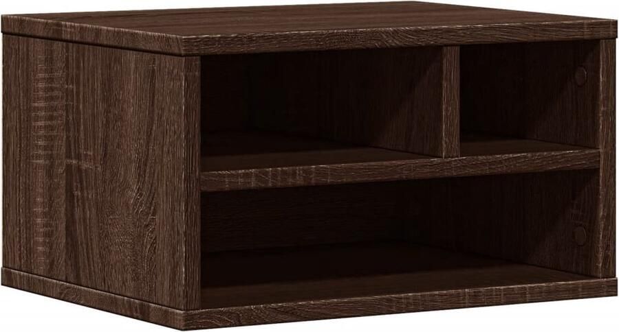 The Living Store Printerkastje 40x32x22 5 cm bewerkt hout bruin eikenkleurig Printerstandaard Printer Kast Bureau Organizer Organisator Houten Tafel