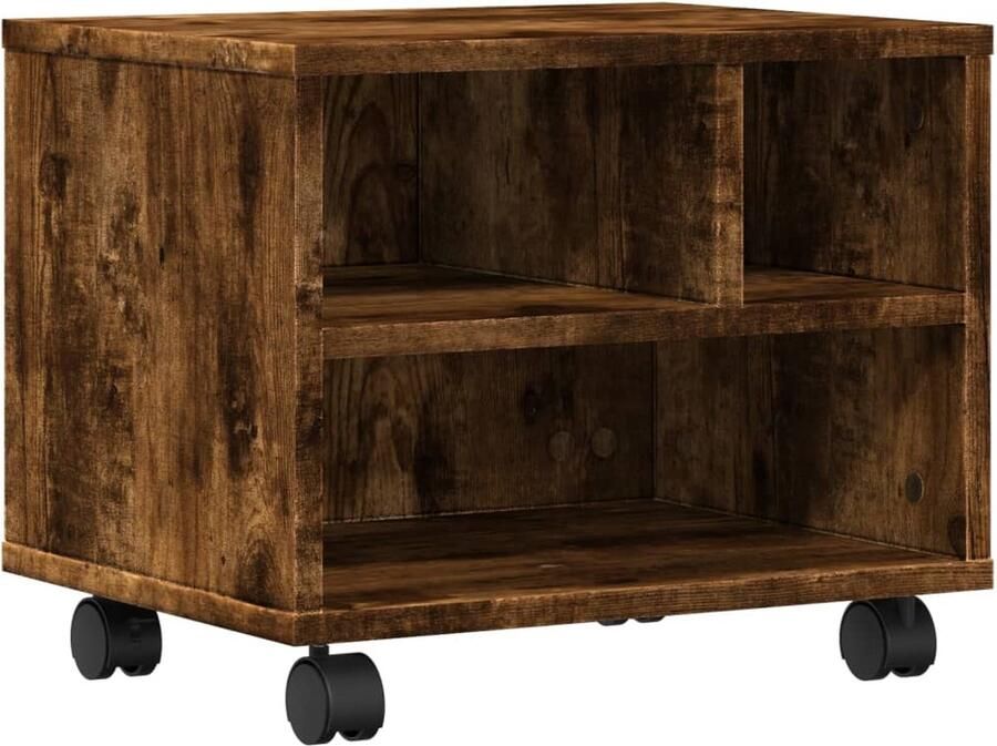 VidaXL Printerkastje Gerookt Eiken Met Wielen
