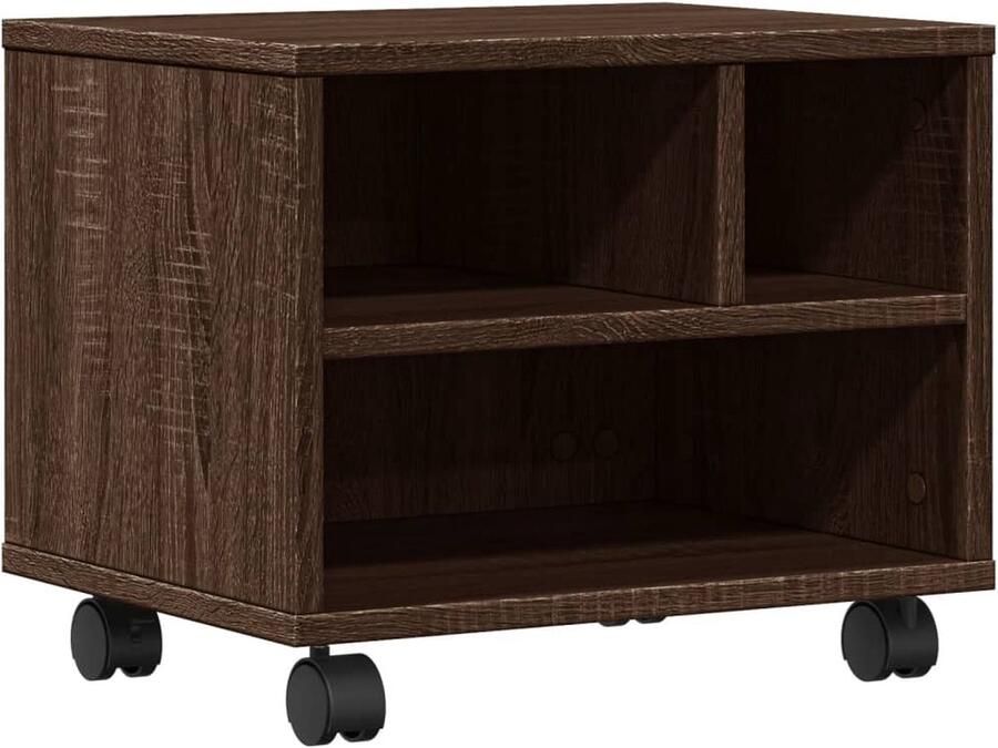 VidaXL Printerkastje met wielen 41x32x34 5 cm bruin eikenkleurig