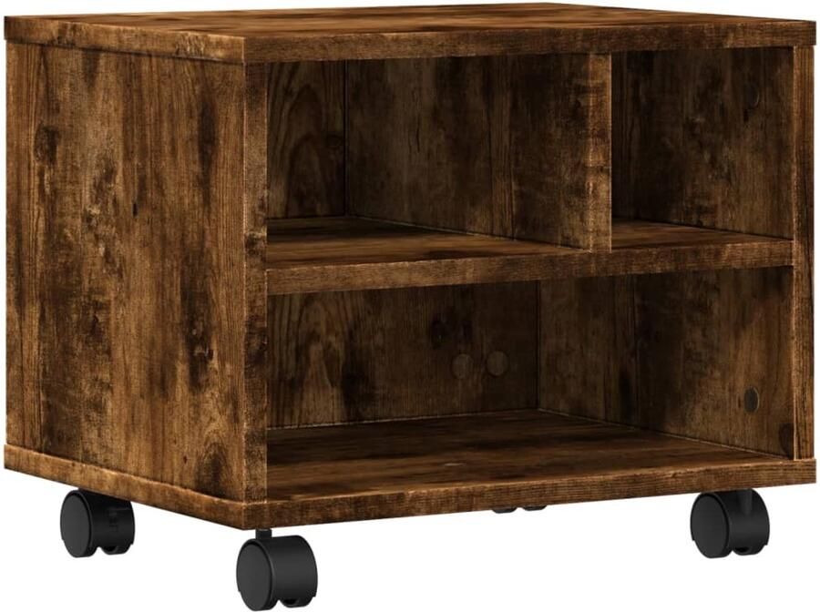 VidaXL Printerkastje met wielen 41x32x34 5 cm gerookt eikenkleurig Printerkast Houten Printerkast Bureaublad Organizer Printstation Werkplace Organisatie
